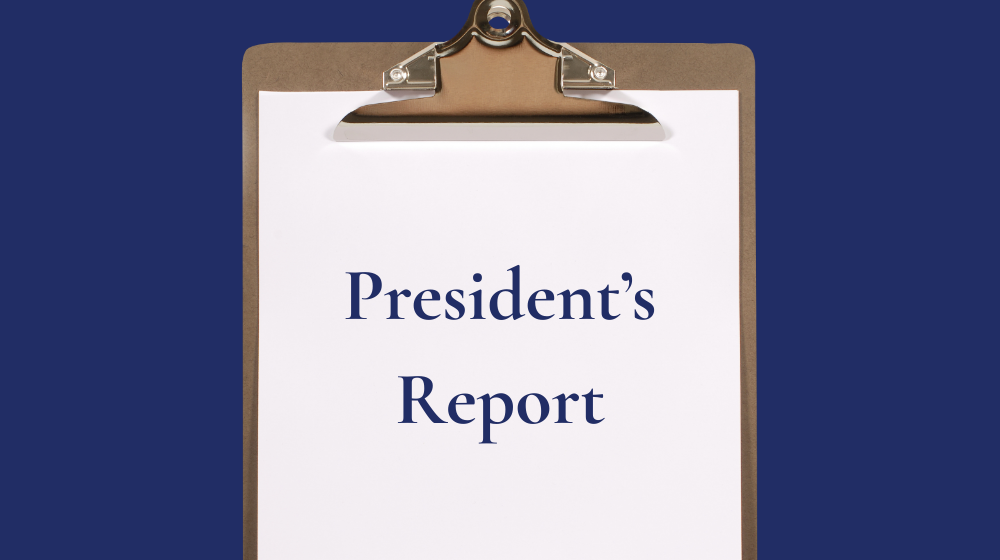 Clipboard with text "President's Report"