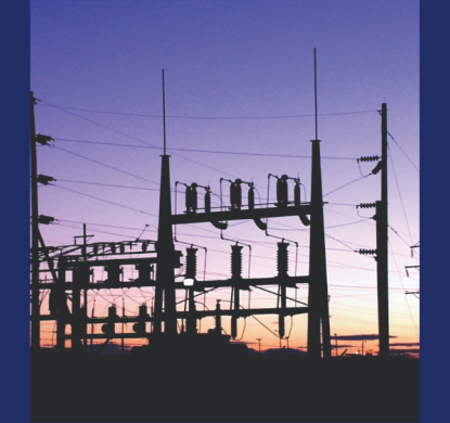 Substation with sunrise in background